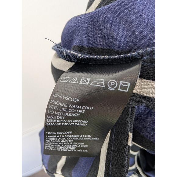 Anthropologie Maeve Pants Striped Side Slit Wide Leg Beach Resort Blue Size S - Picture 12 of 16